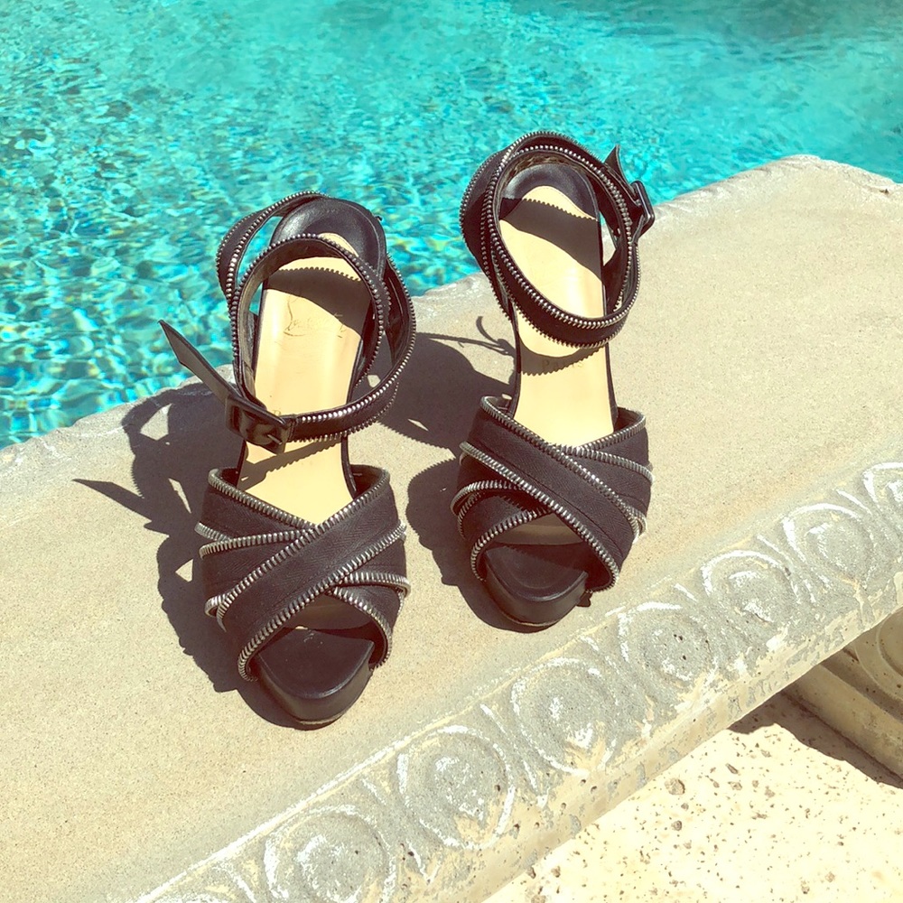 Christian Louboutin black zippered detail heels